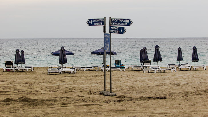 παραλία, άδειο, μελαγχολία, το φθινόπωρο, τέλος της σεζόν, τέλος του καλοκαιριού, Κύπρος