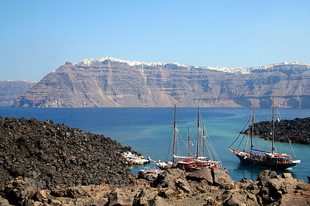 Santorini, Kreikan saari, Kykladit, Caldera, valkoiset talot, Kreikka, tulivuoren