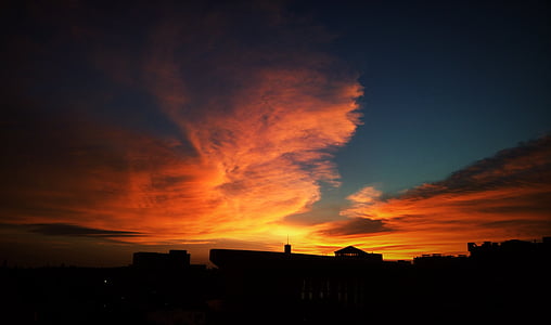 Guangdong óceán Egyetem, naplemente, a táj, sziluettjét, drámai ég, nem az emberek, Sky