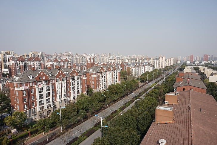calle, carretera, ciudad, urbana, China, Asia, arquitectura