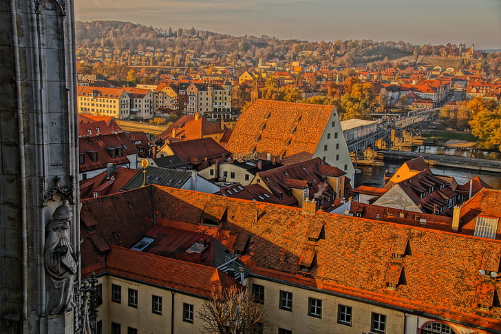 Ratisbona, Regensburg, vue, paysage urbain, toit, architecture, l’Europe