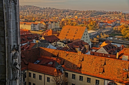 ratisbona, regensburg, view, cityscape, roof, architecture, europe