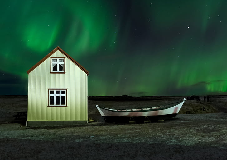Aurora borealis, IJsland, Noord, hemel, nacht, Aurora, fenomeen