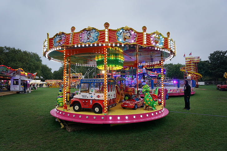 fairground, fair, ride, children, kids, carnival, colorful