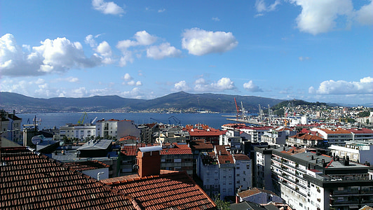 mesto, more, Port, Galicia