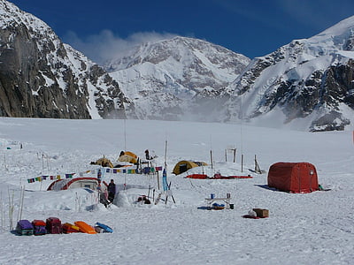 muntanyisme, Basecamp, paisatge, neu, gel, fred, a l'exterior
