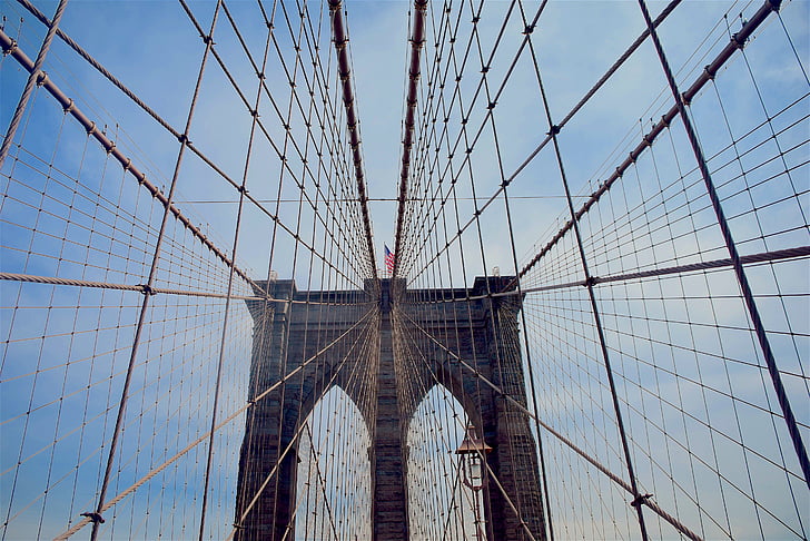 Bruklino tiltas, NYC, tiltas, Miestas, Brooklyn, Manhattan, upės