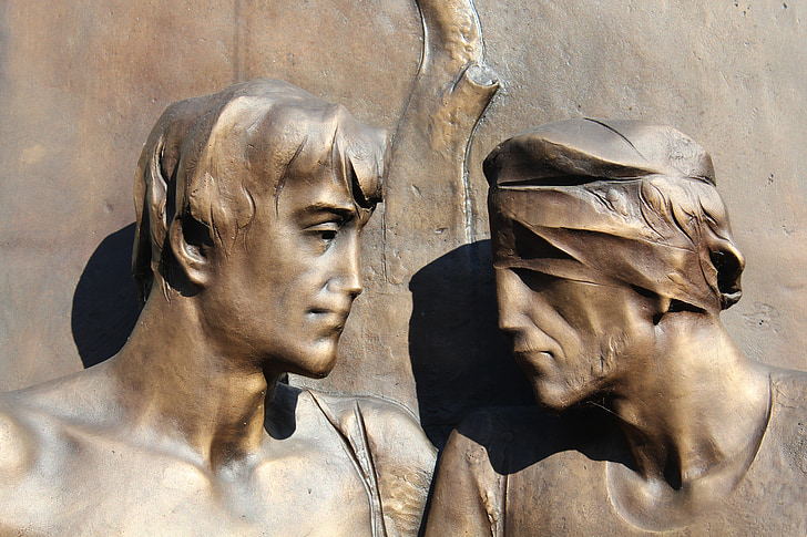 Solidarität, Hilfe, Statue, Blind, Bronze, freiwilliges Engagement, Skulptur