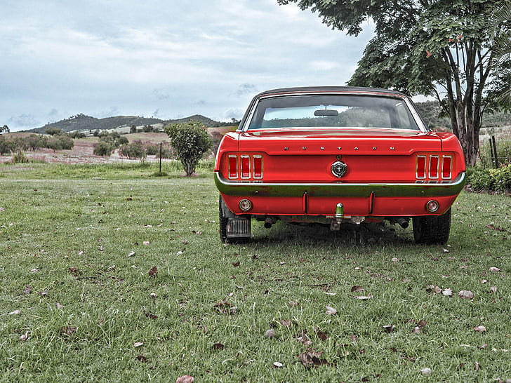 Mustang, régi, automatikus, sebesség, Vintage autó autó, klasszikus, jármű