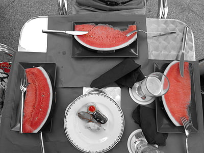 Melone, Essen, Obst, Wassermelone, rot, Stickerei