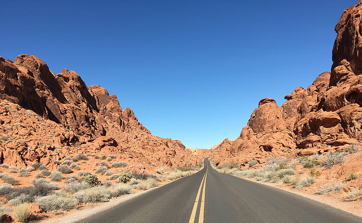Nevada, estrada, montanha vermelha, Parque Nacional, Estados Unidos, deserto, Estados Unidos da América