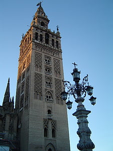 Giralda, Sevilla, Spanien, Andalusien, monumenter, arkitektur, minaret