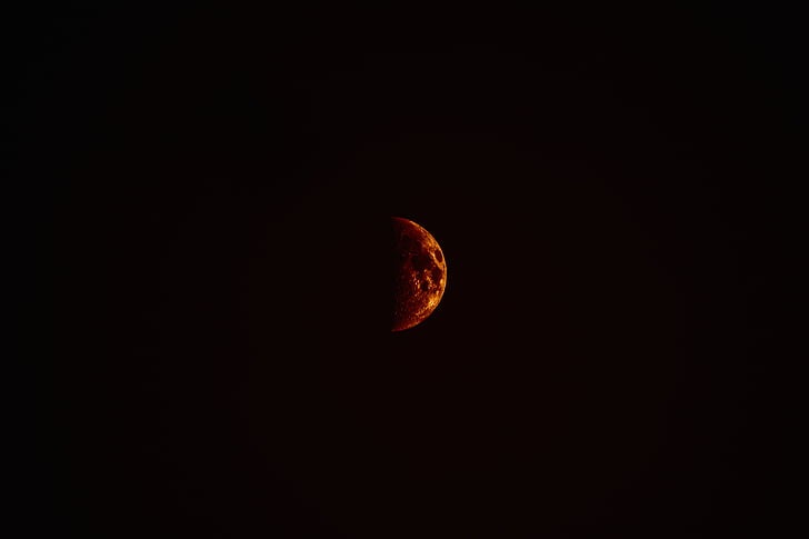Closeup, foto, Lunar, eclipse, donker, nacht, maan