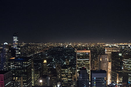 Будинки, ніч, Нью-Йорк, місто, Архітектура, Міські, міський пейзаж