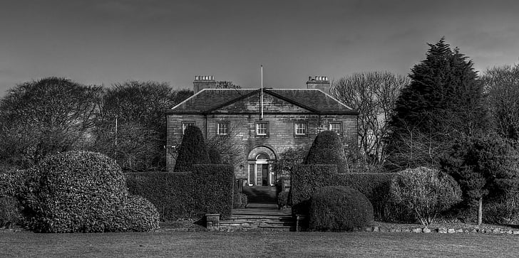 backworth sála, Northumberland, Spojené kráľovstvo, dom, Manson, budova, predné