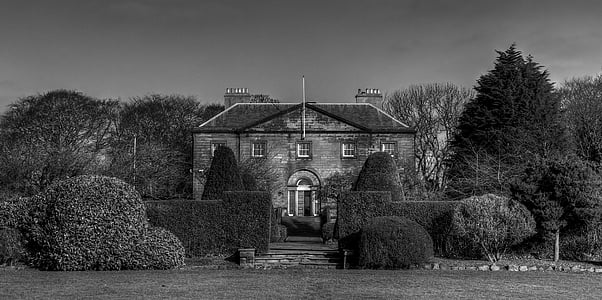 backworth hall, Northumberland, Storbritannia, huset, Manson, bygge, foran