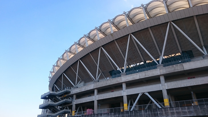 стадион, футбол, Гледай, синьо небе, на открито, спорт, Арена