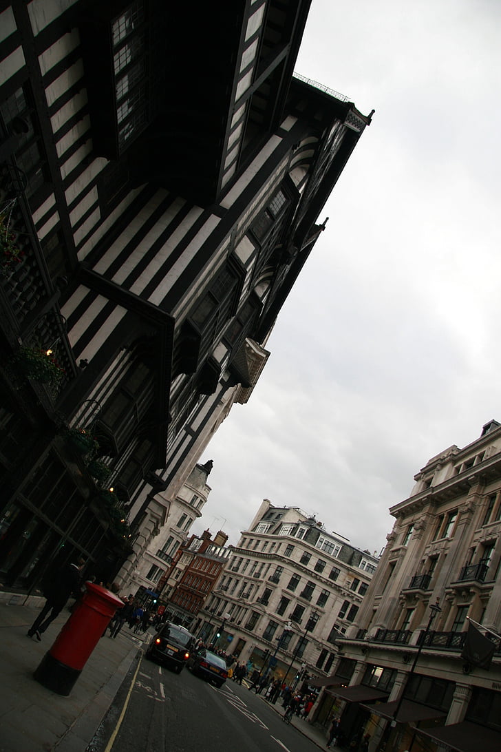London, Urban, Street, byggnader, arkitektur, trottoar, Liberty