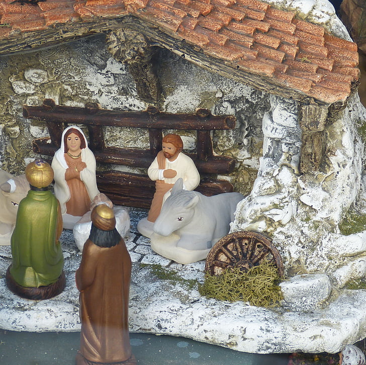 crib, christmas, nativity scene, father christmas, stall, christmas time, christmas crib figures