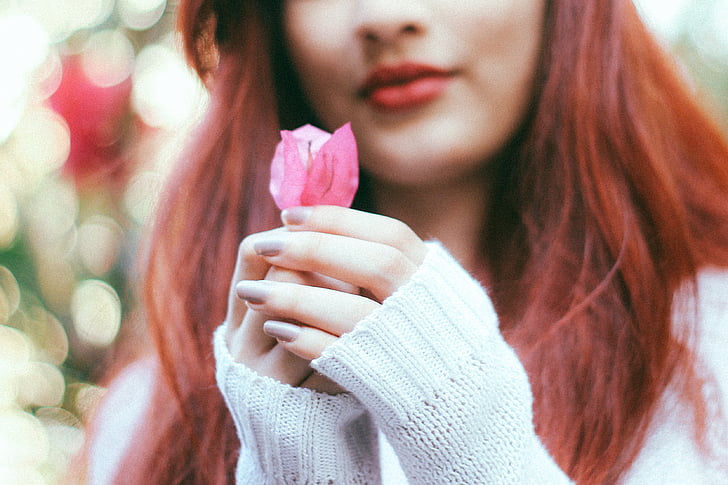 people, woman, beauty, girl, flower, petal, blur