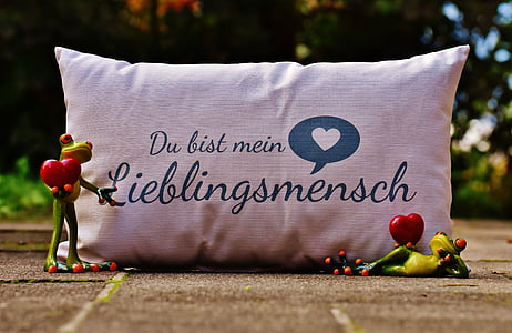 pillow, love, heart, valentine's day, greeting card, romantic, pair