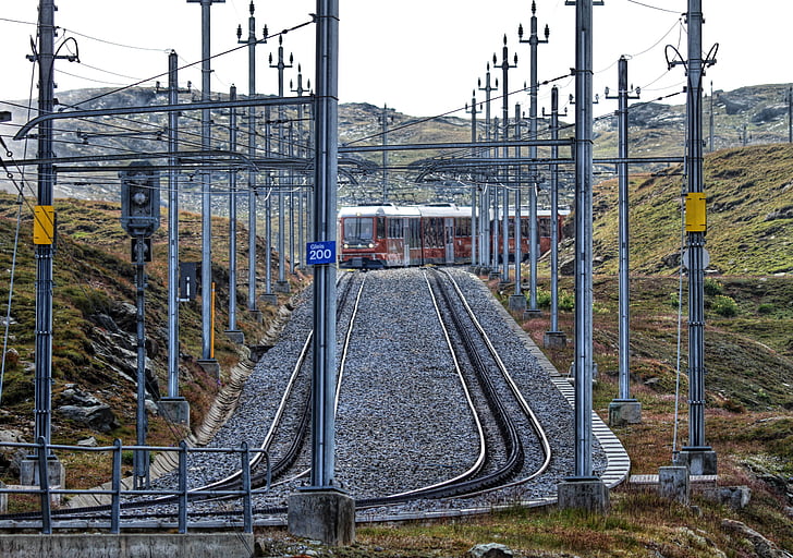 Gornergrat, Trem, estrada de ferro de montanha, rack railway, gleise, tráfego ferroviário, Matterhorn