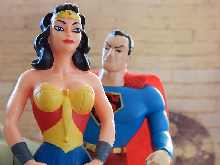 Wonder woman, Superman, superhelte, stærk, kvinde, mand, kraftfuld