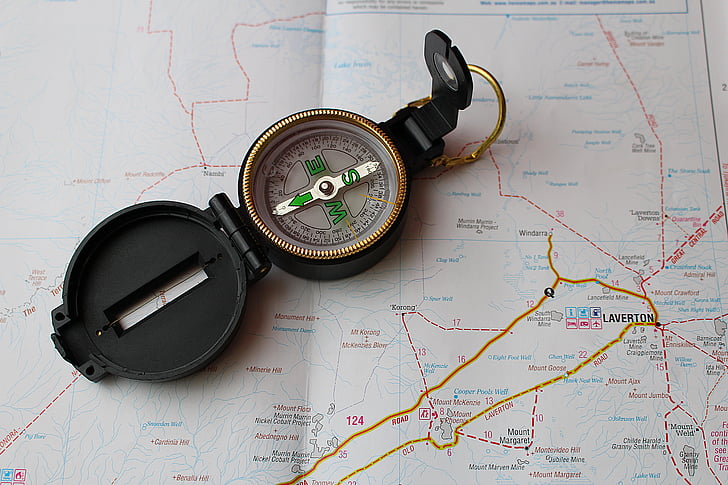 kompassi, kartta, navigointi, Länsi-australia, suuntaan, matkustaa, etsintä