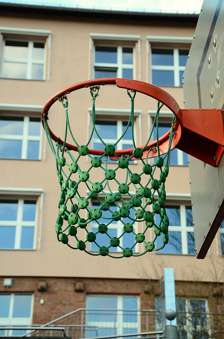 basketball hoop, school, schoolyard, sport, play, basketball, break