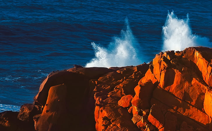 sea, ocean, waves, rocks, stone, cliff, scenic