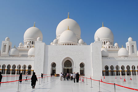 moskee, witte moskee, Emiraten, Orient, Sjeik zayid moskee, Islam, bezoekplaatsen