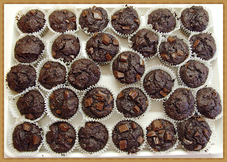 Muffin, chocolate chip muffins, kake, hjemmelaget, sjokoladekake