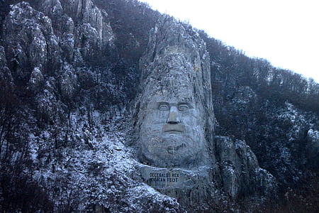 sculpté, Danube, monuments, montagne, flanc de la montagne, Roumanie, statue de
