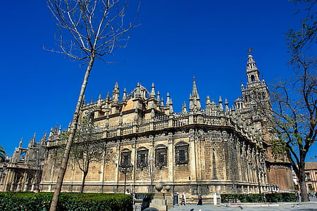 Giralda, székesegyház, Sevilla, Spanyolország, műemlékek, Andalúzia, építészet