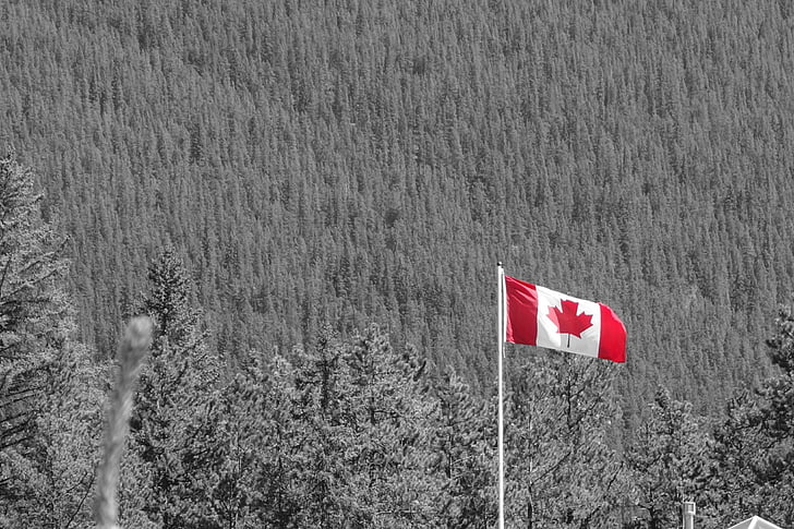 canada, canadian flag, national park, flag, outdoors