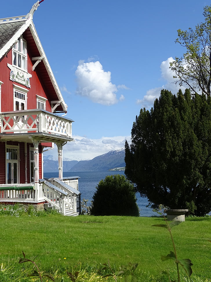 Norwegia, Skandinavia, bangunan, musim panas, pemandangan, perjalanan, rumah