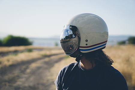 shallow, focus, photography, person, wearing, white, helmet