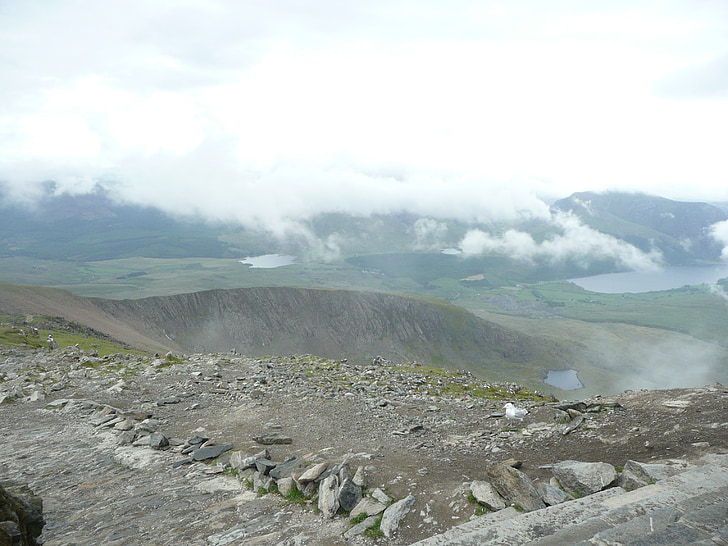 wales, snowdon, mountain, sky, clouds, outside, nature
