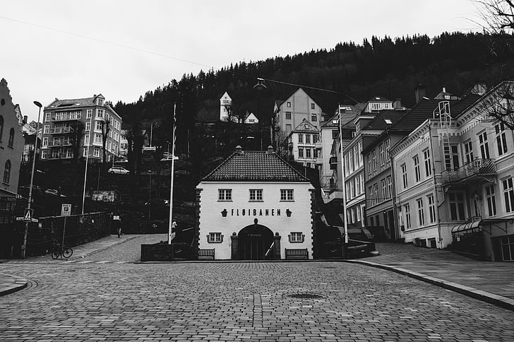 architecture, black-and-white, buildings, city, street, town, black And White