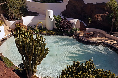 Múzeum lagomar, bazén, rastlín, Domov, Lanzarote, Kanárske ostrovy