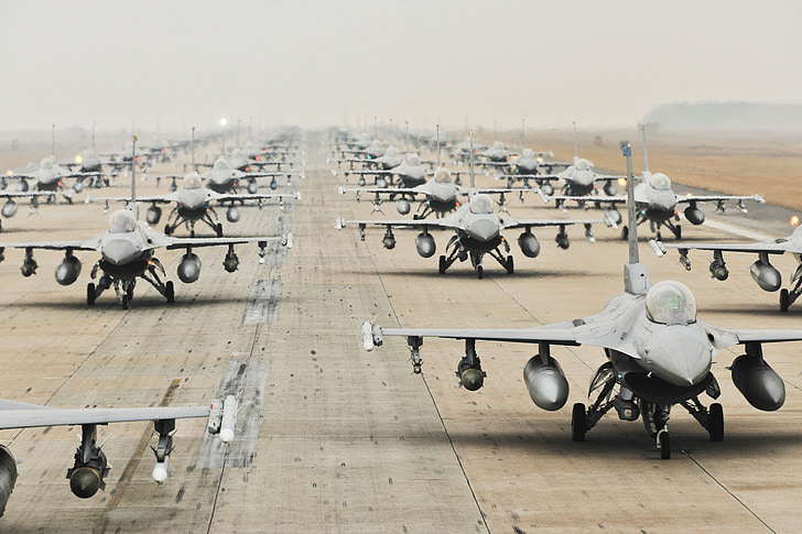 military jets, runway, training, usa, exercise, f-16, airplane