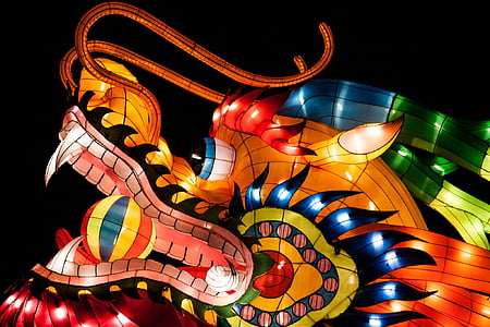 Dragão, chinalight, escultura, arte, China, Festival, antiga