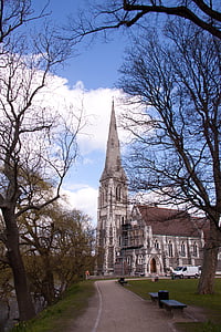 Crkva, St. alban, engleski, Kopenhagen, Danska, parka, Churchill