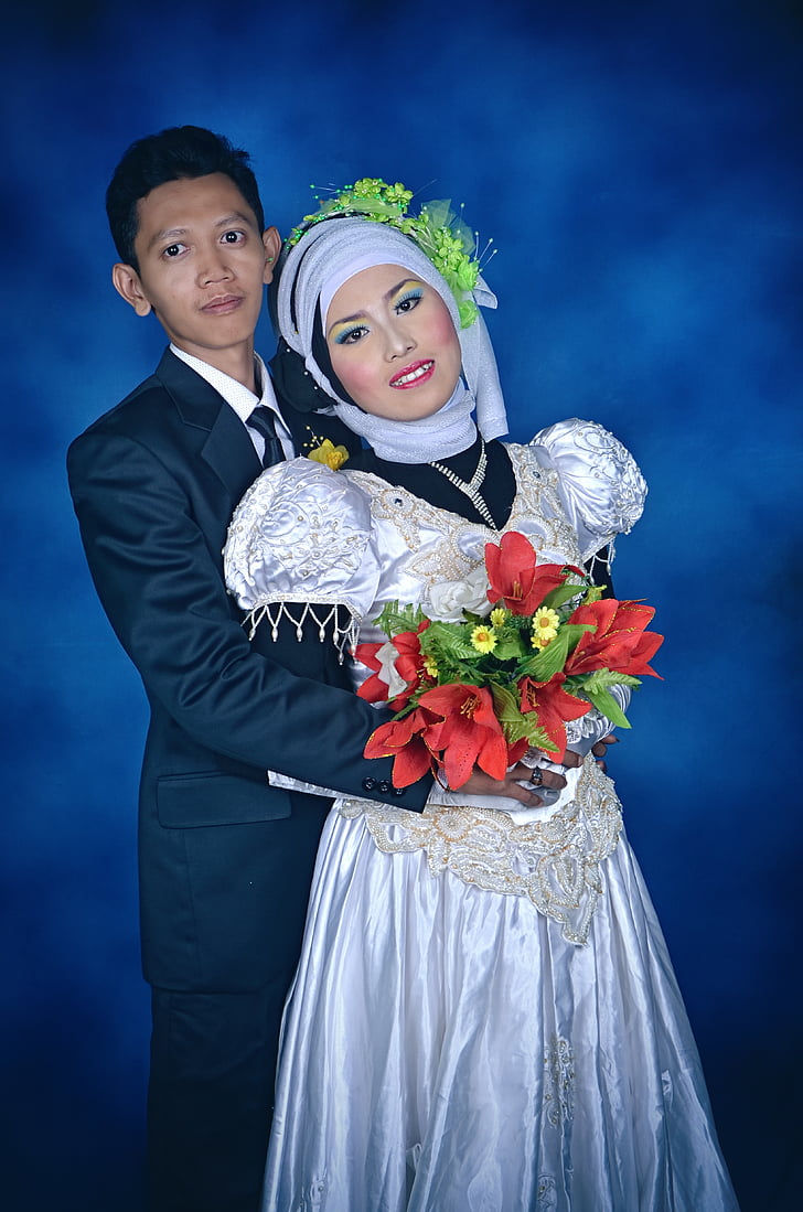 ζευγάρι, νύφη, καταπράσινη πλαγιά, Sungai bahar, kebaya