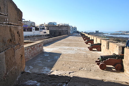 Marokko, Essaouira, havet, kanoner, forsvar, væg
