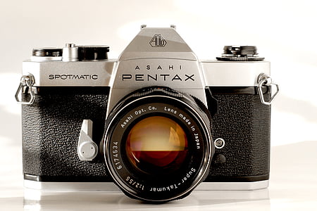 fotoaparát, analogový, Pentax, objektivy, staré, starý fotoaparát, nostalgie