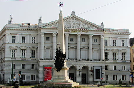 Staatstheater, Arad, Siebenbürgen, Zentrum, Statue, historische, Kunst