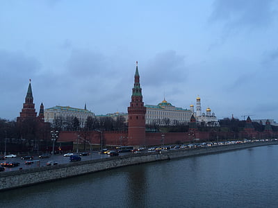 莫斯科, 克里姆林宫, kremlevskaya 堤, 俄罗斯, 墙上, 建筑, 克里姆林宫