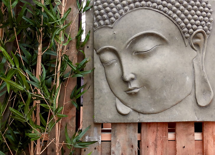 Buda, relleu de pedra, mural, bambú, budisme, religió, Tailàndia