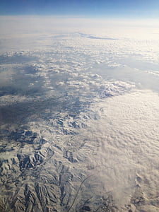 αεροσκάφη, αέρα, ουρανός, τόπος, είναι στον αέρα, σύννεφα, βουνά